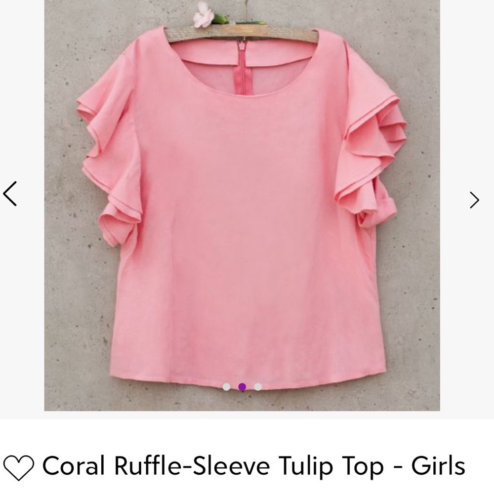 Joyfolie... Tulip Ruffle Top in Coral (Pale Pink)